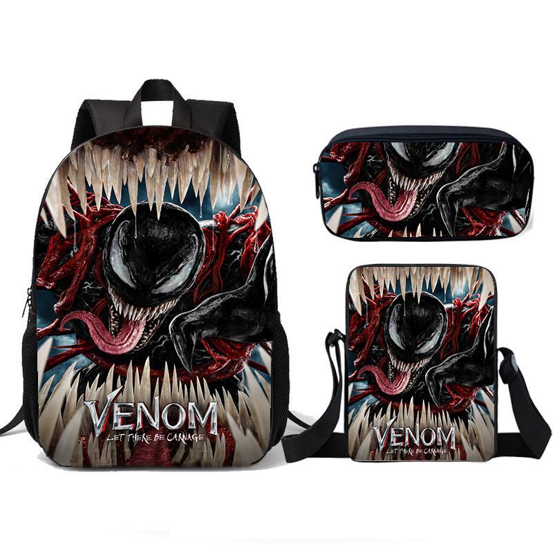 Школьный рюкзак, сумка для ланча, пенал Venom для детей, набор из трех предметов для детей
