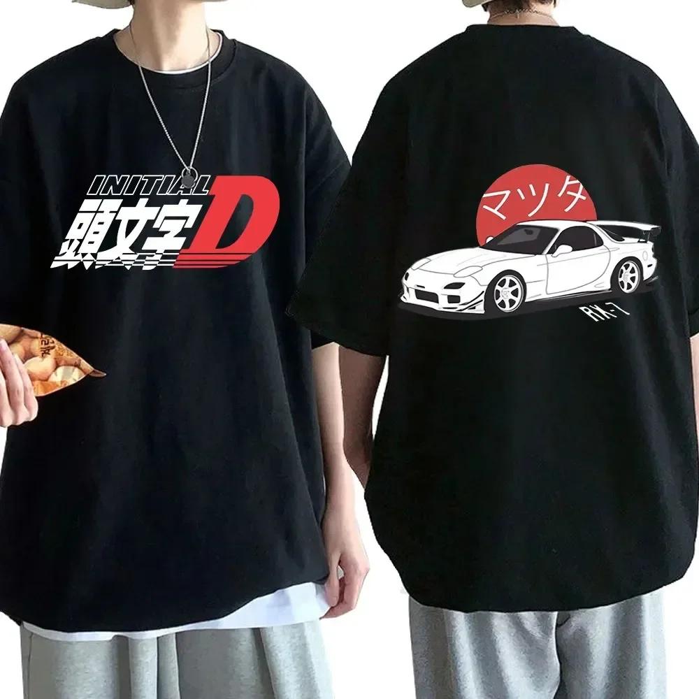 Аниме Дрифт AE86 Initial D Двусторонняя футболка с круглым вырезом, с короткими рукавами, летняя, унисекс R34 Skyline GTR JDM Футболки с мангой 71775