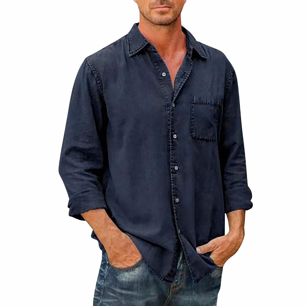 Дизайнерские весенне-летние мужские повседневные хлопковые льняные рубашки с длинным рукавом, свободные рубашки