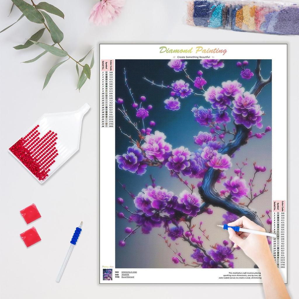 DIY Алмазная вышивка Картина Фиолетовый цветок с украшением дома Вышивка крестиком Алмазная мозаика 30x40 см/12x16 дюймов