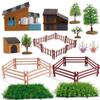 Children's Mini Farm & Tree House Simulation Playset with Fruit Trees, Dog House, and Fence Ornaments