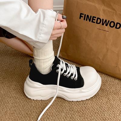 Универсальные белые туфли в стиле ретро с круглой головкой и толстой подошвой, женские, новые, весна-осень 2025 года, легкие, увеличивающие рост, повседневные, спортивные туфли для сноуборда