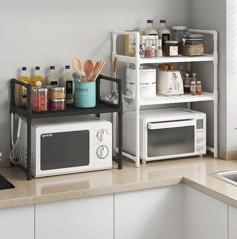 Kitchen Shelf For Microwave Organizer Cabinet Black 2 Levels 48Cm Shelf