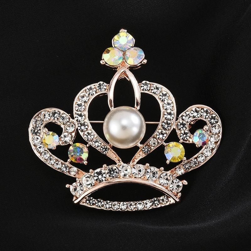 Brooch High-End Niche Silk Scarf Buckle Alloy Diamond Coat Pearl Corsage Pin Accessories