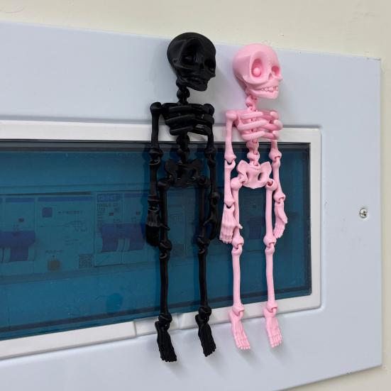 2/5Pcs 3D Printed Skeleton Refrigerator Magnet Halloween Poseable Skeleton Figurine
