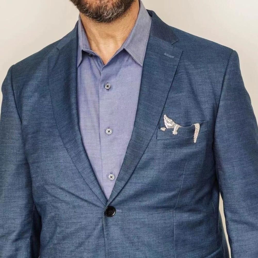 Брошь в виде животного с крокодиловым узором, прочная брошь для мужского костюма, аксессуар для рубашки