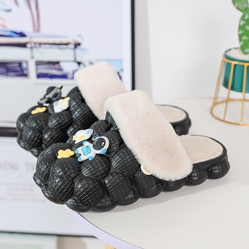 Модные зимние тапочки унисекс для женщин, домашние тапочки, мужские тапочки с пузырьками, массажные личи, дизайнерские теплые флисовые мужские сабо