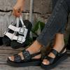 Fashion 2025 Summer New Fashion Thick-soled One-line Buckle Beach Roman Sandals Women's Flat Open-toed Casual Shoes