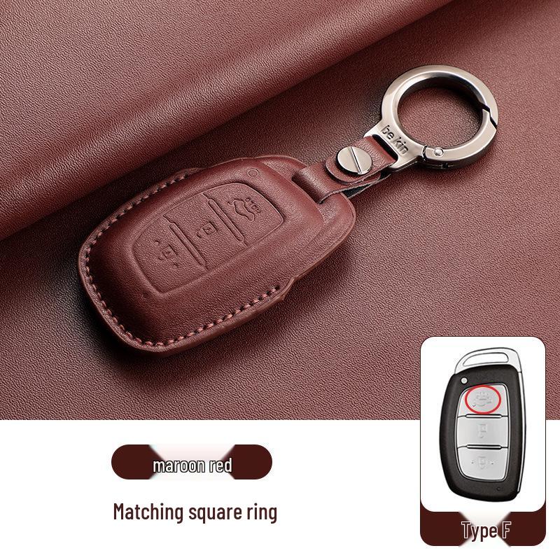 Genuine Leather Key Case for Hyundai ix35, Santa Fe, Fiesta, ix25, Elantra, Verna, Mistra
