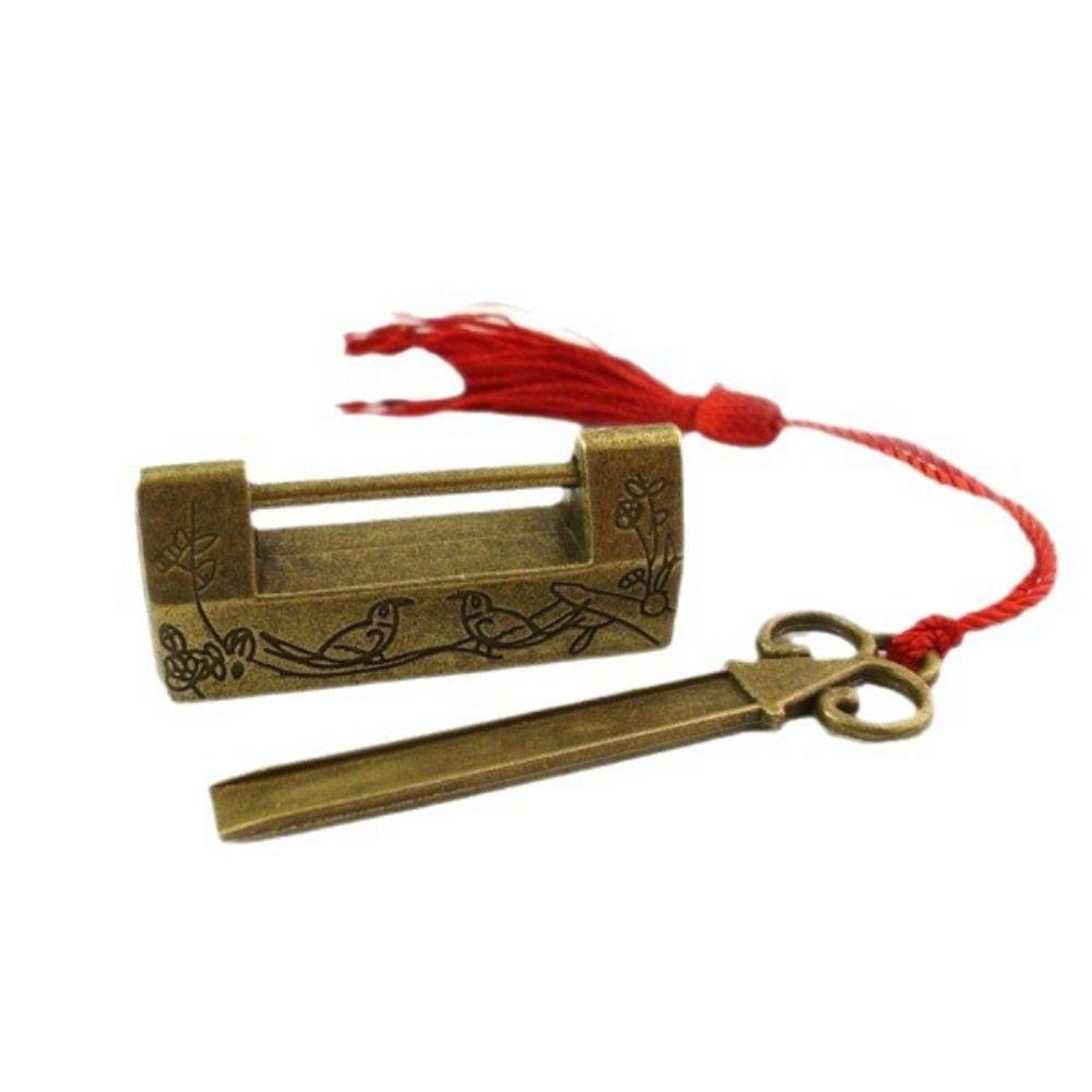 4pcs Bronze Finish Traditional Padlock Decorative Design Magpie Flowers Padlock Antique Cabinet