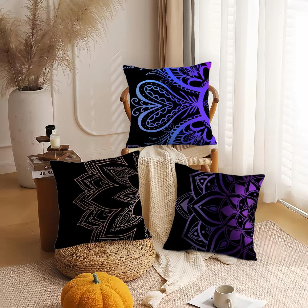Classic Mandala Pattern Cushion Cover Short Plush DoubleSided Printing Home Machine Washable in Warm Winter Pillow Cover