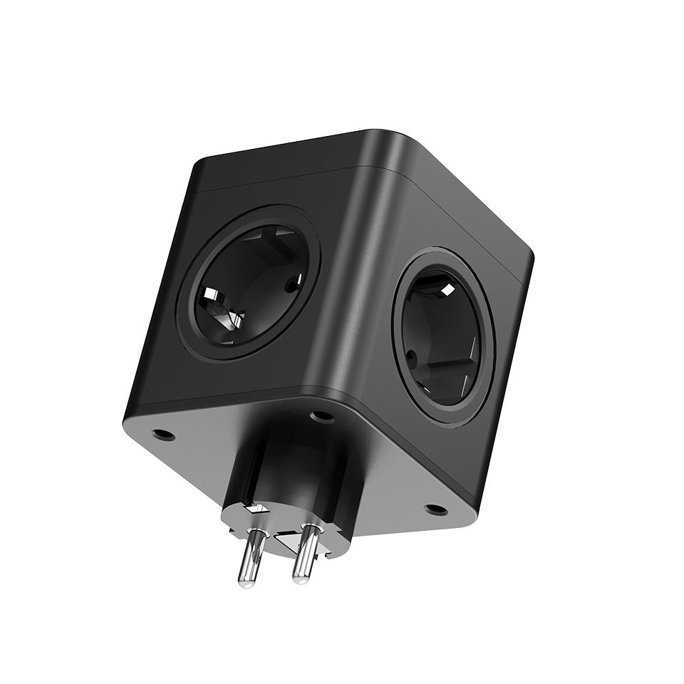Electric Splitter 4-Socket Schuko 3X USB A+C Black