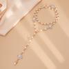 Ingemark Punk Vintage Inlaid Rhinestone Jeus Cross Pendant Choker Necklace Set Men Hip Hop Imitation Pearl Chain Grunge Jewelry