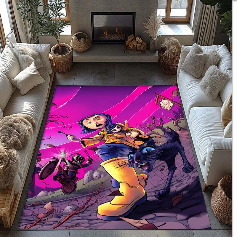 Coraline Printed Crystal Velvet Area Rug, Soft Anti-Slip Water Absorbent Floor Mat for Living Room Bedroom