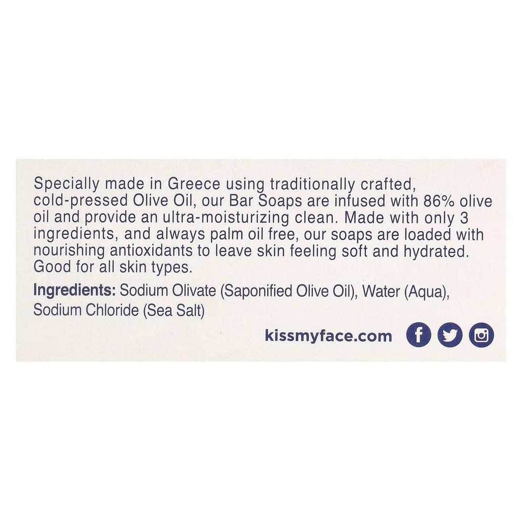 Kiss My Face Кусковое мыло с оливковым маслом, без отдушек, 8 унций (230 г)