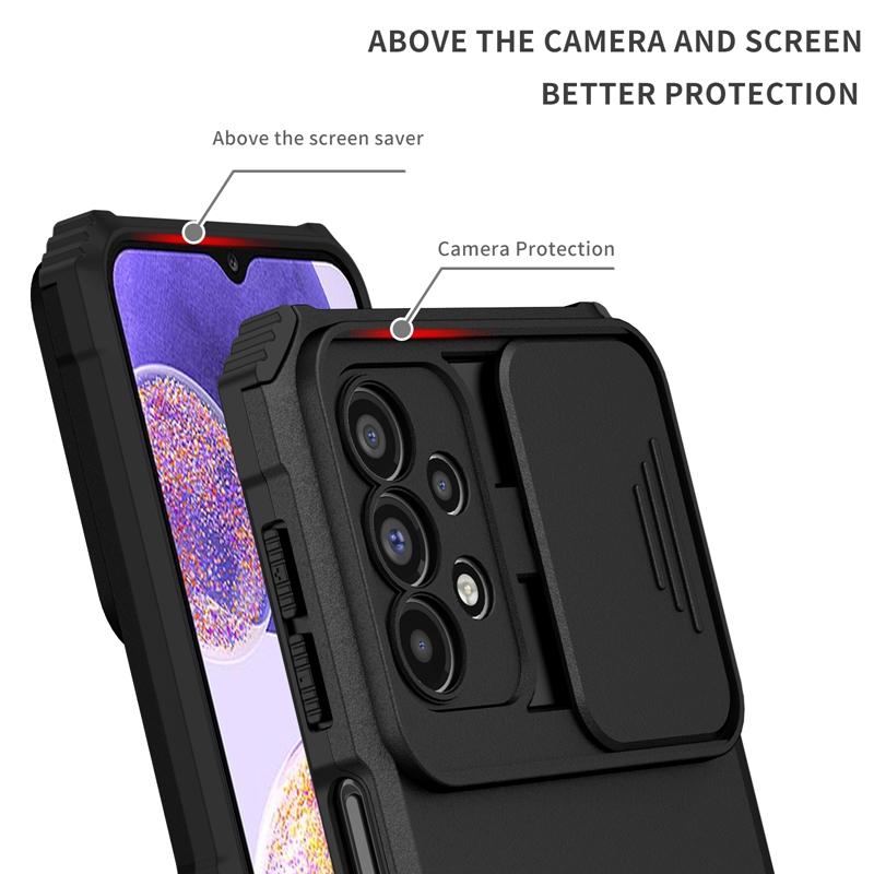 Для Samsung Galaxy A23 чехол Armor противоударный чехол для телефона Galaxy A23 A 23 Защитная подставка для объектива Задняя крышка