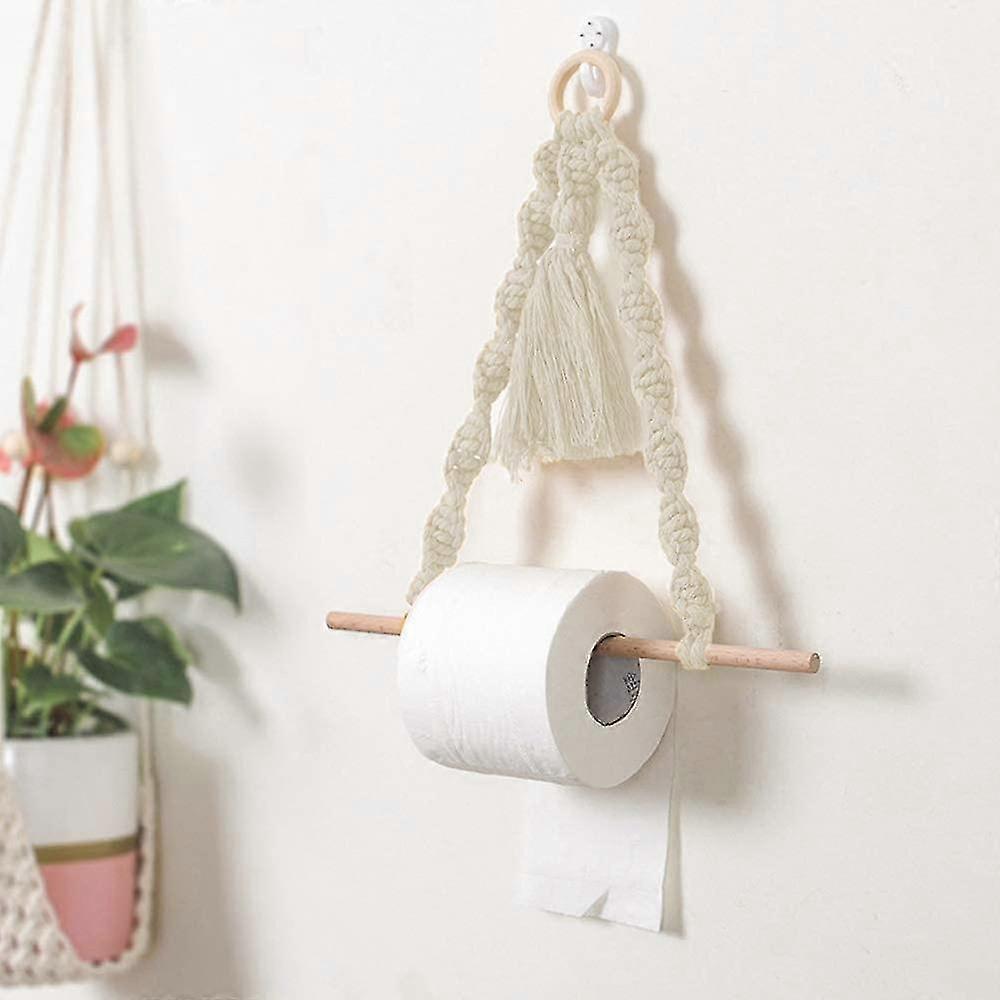 Woven Paper Towel Holder Wall Mounted Cotton Cord Sanitary Towel Holder (Leaf) - DD01