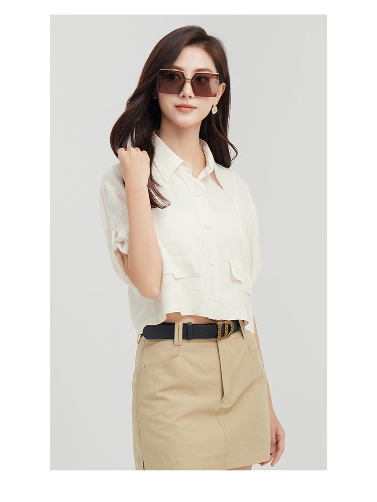Temperament thin style slimming short-sleeved shirt for women in summer 2026