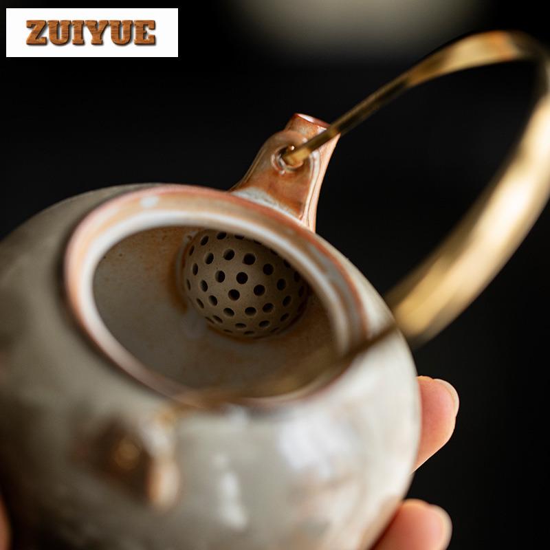 220 мл Ручной фарфоровый чайник Zhiye, обжигаемый в печи, с подъемной ручкой, заварник, чайник, принадлежности для китайского чайного набора, подарки