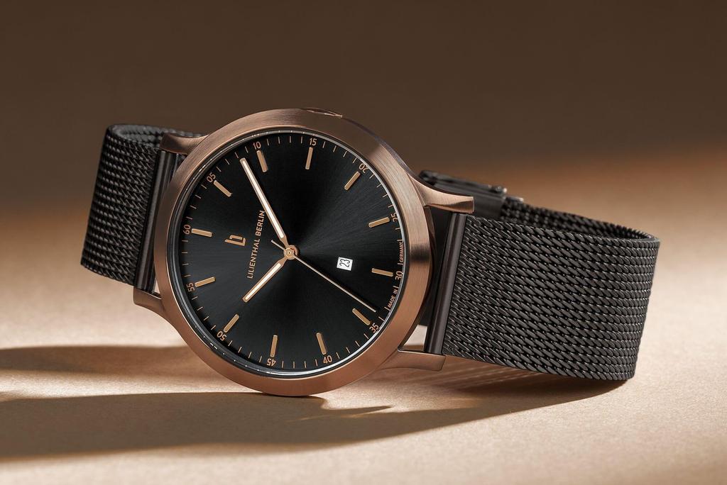 Lilianthal Berlin Сделано в черном Мужские часы, Дата, Германия, H01-106-B023CB,