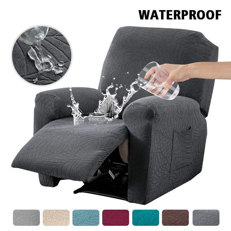 Водонепроницаемый чехол для кресла с откидной спинкой и карманами, мягкий жаккардовый чехол для кресла с откидной спинкой, защита для мебели с эластичными ремнями внизу