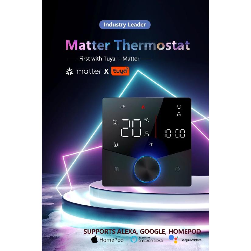 Matter Warm Floor Room Heating Thermostat Temperature Controller Water/Electric/Gas Boiler Tuya Smart Life Alexa Home Homekit