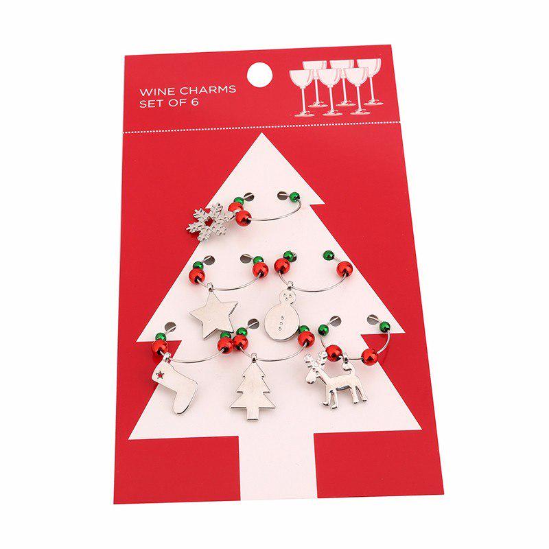 1 Set Christmas Wine Glass Decor Charms Party Cup Ring Table Decor Xmas Pendants Metal Ring Decor ADM