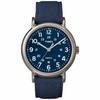Timex Men's Weekender 40 Watch, Blue/Titanium, Two-Piece Leather/Fabric Strap, TWF3C8450