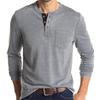 Men's European & American Long Sleeve Crew Neck Henley T-shirt