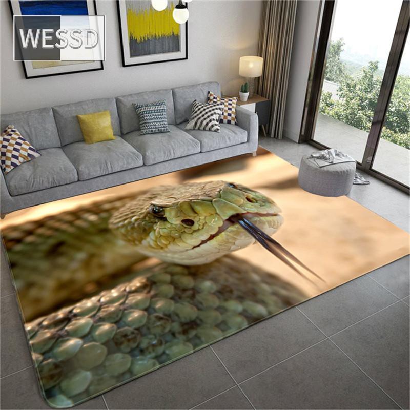 3D змеиный принт для спальни, напольный коврик для гостиной, журнальный столик, черный ковер, животный узор, коврики для столовой, коврик для ванной, входной коврик