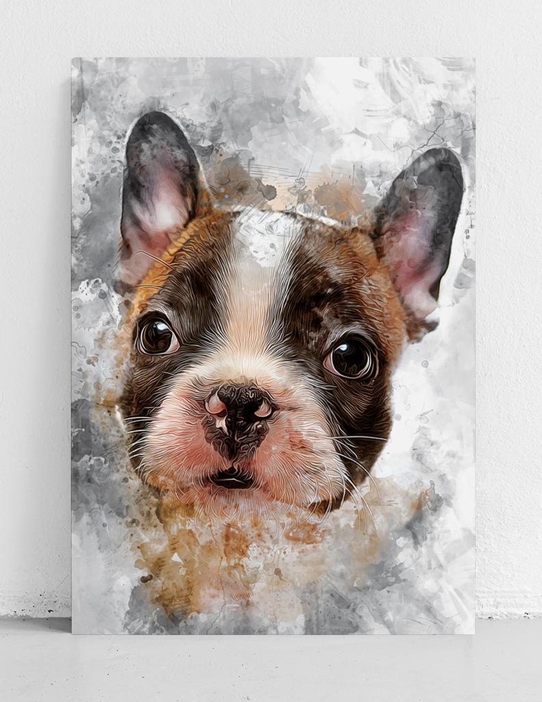 Плакат бульдог собака абстракция