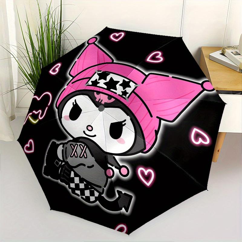 Kuromi,Heart Automatic Umbrella-Foldable, Durable 8-Bone Design, Compact and Stylish, Great for Camping, Halloween, Christmas, Mother's Day