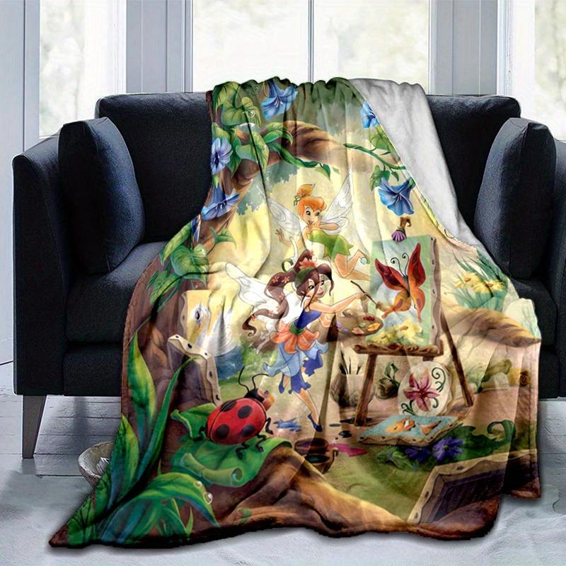 1pc. Cartoon Fairy Painting Nature Scene Throw Blanket, Home Decorative Quilt Coverlet Bedspread for All Seasons, Soft Flannel Throw Blanket