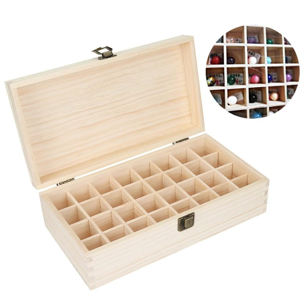 Wooden Material 32 Grids Wooden Essential Oil Storage Box 36 Bottles Capacity Aromatherapy Fragrance Bottle Organizer