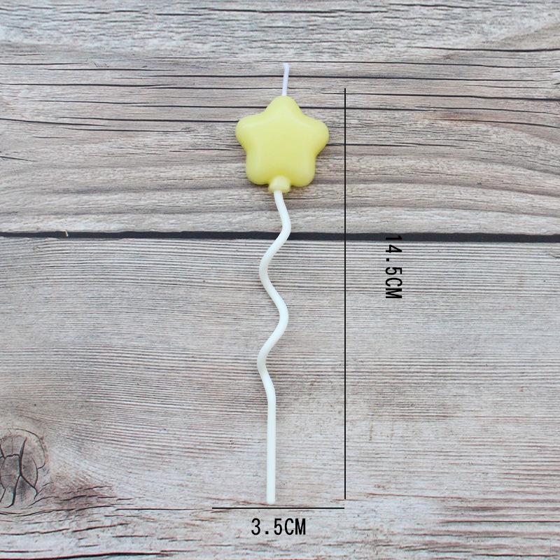 Single Candle Children's Cute Birthday Party Colorful Cartoon Balloons Five-pointed Love Cake Candle