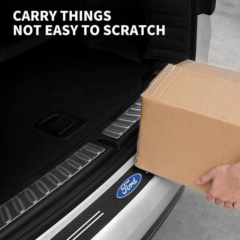 Car Sticker 2025 Hot New 1Pcs Car Carbon Fiber Rear Bumper Trunk Protection Stickers for Ford focus Fiesta EcoSport ESCORT range