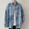 Japanese Fashion Brand Dark Tie-Dye Shirt Men's American Street Hip Hop Trend Loose and Handsome Couple Long Sleeve Shirt