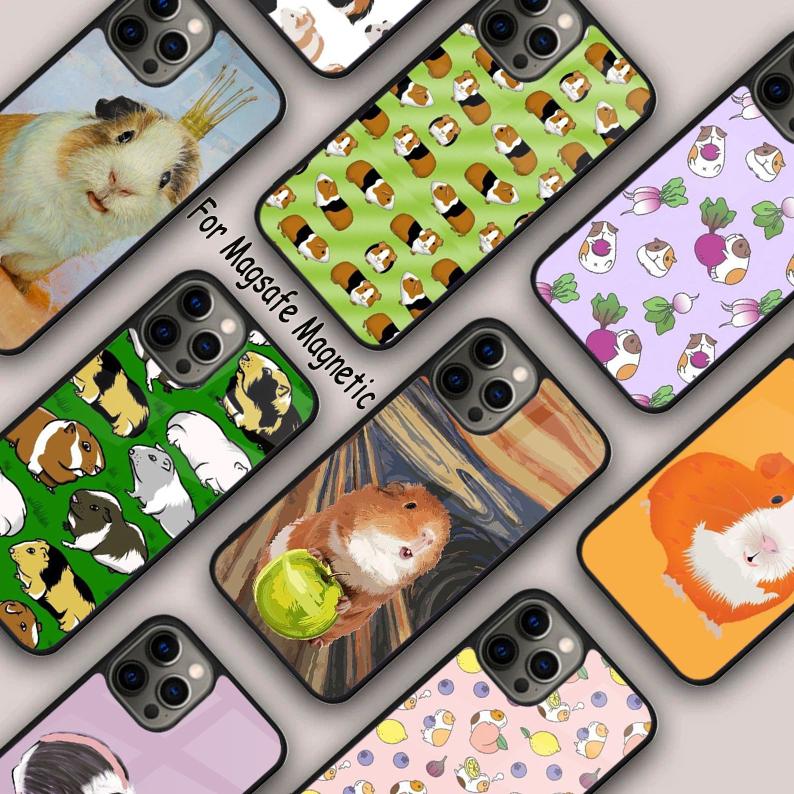 Милый мультяшный морская свинка Магнитный чехол для телефона ДЛЯ APPLE iPhone 17 Air 16 14 13 12 Pro Max 15 Plus Беспроводная зарядка MagSafe Чехол