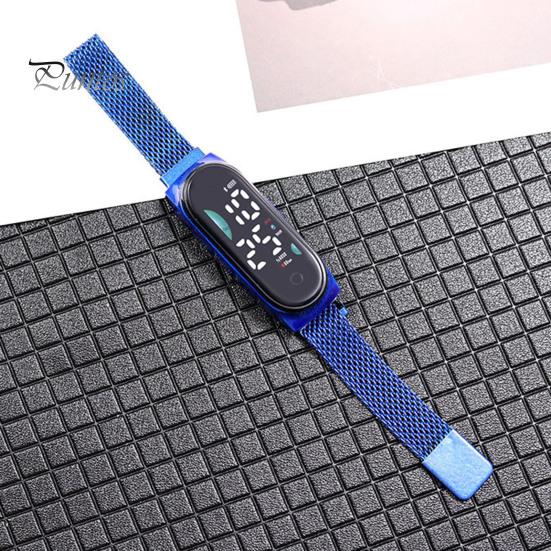 Светодиодные цифровые часы Водонепроницаемые магниты из нержавеющей стали Сенсорный экран Разборчивый циферблат Высокоточный длинный циферблат Спортивные наручные часы унисекс с батарейным питанием