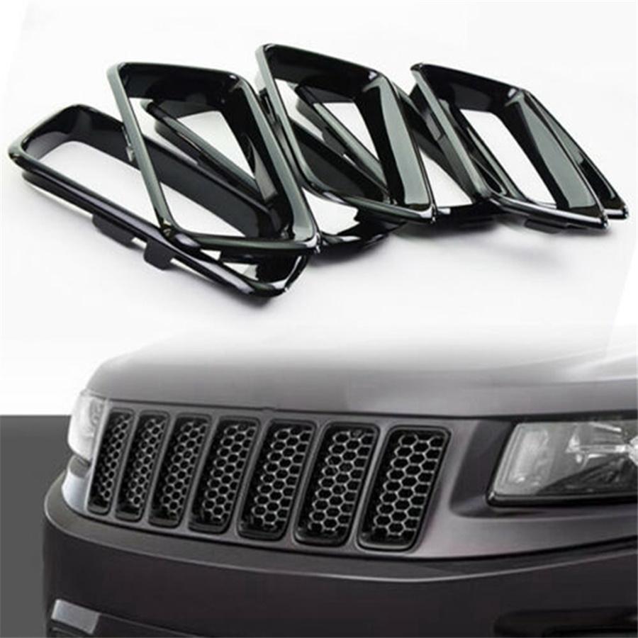 7 шт. Глянцевый черный Накладка на решетку радиатора Вставка для Jeep Grand Cherokee 2014-2016