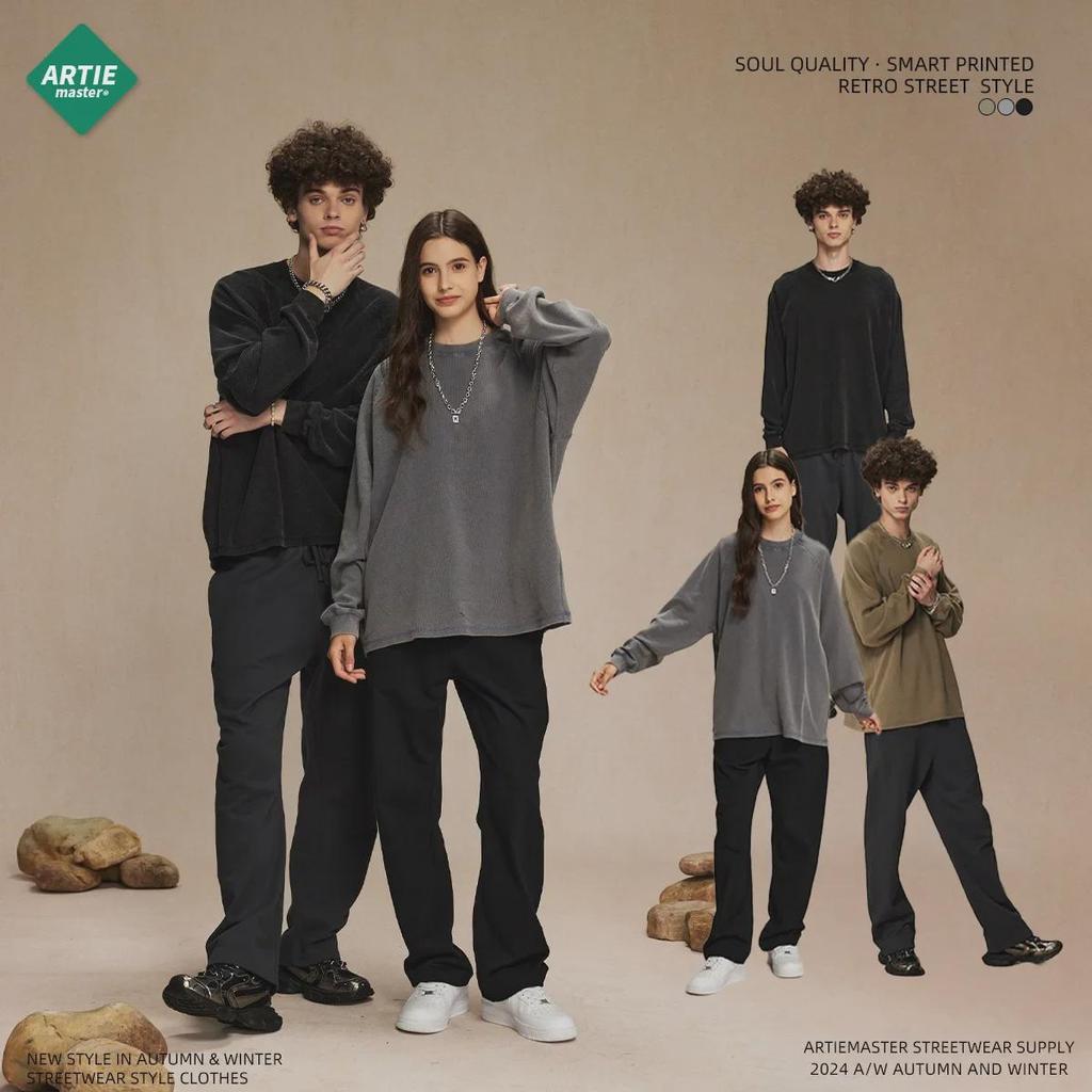 Футболка мужская вафельная с длинными рукавами в стиле ретро из коллекции осень/зима 2024 г.