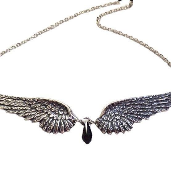 Angel Wings Feather Pendant Necklace With Alloy Chain For Women And Men