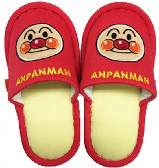 Anpanman Slippers with Anpanman Applique, Red, 14-16cm