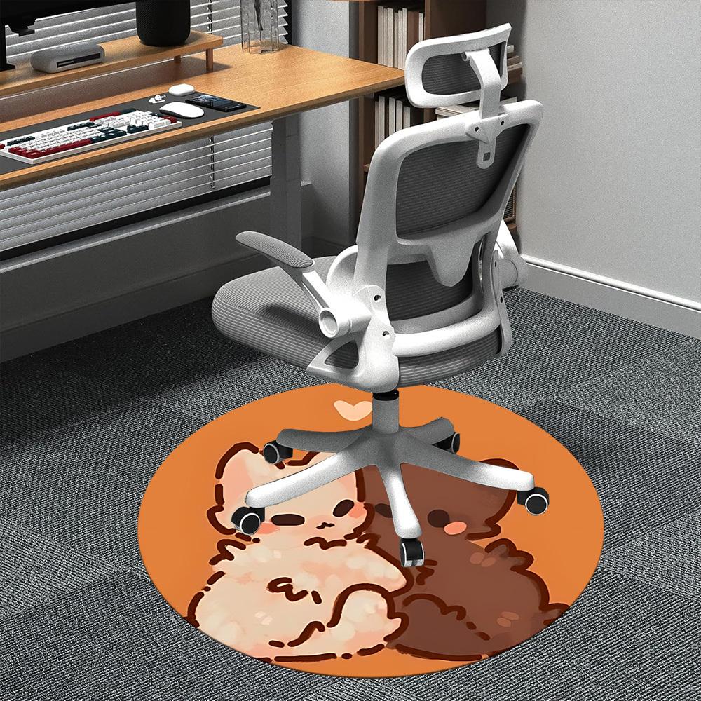 1PC Kittens Purrfect Office Round Area Rug,  Mat Suitable ForOffice, Under Office Chairs Bedroom Living Room Home Decor, Room Deco