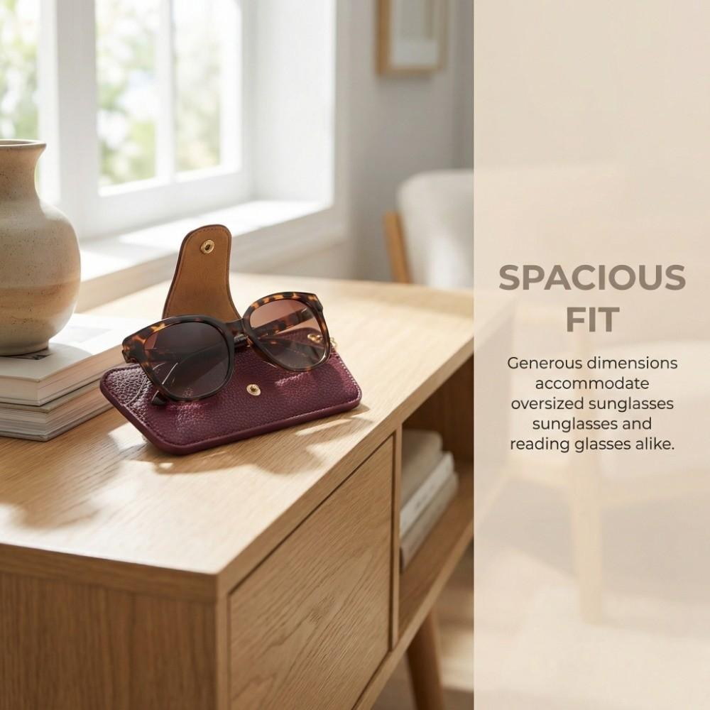 with Bag Pendant Leather Glasses Case Solid Color Eyewear Protector  Sun Glasses