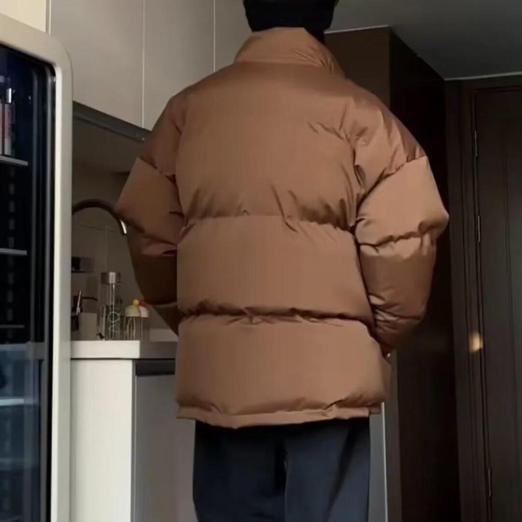 Men's 2023 Trendy Winter Stand Collar Cotton Coat - Loose Fit, Solid Color, High-Grade Design