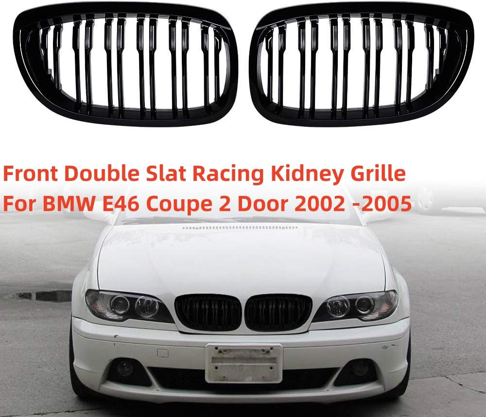 Передний бампер, двойная планка, гоночная решетка радиатора для BMW E46, 2-дверный купе-кабриолет 2003-2006, 1 пара, глянцевая черная автомобильная решетка радиатора