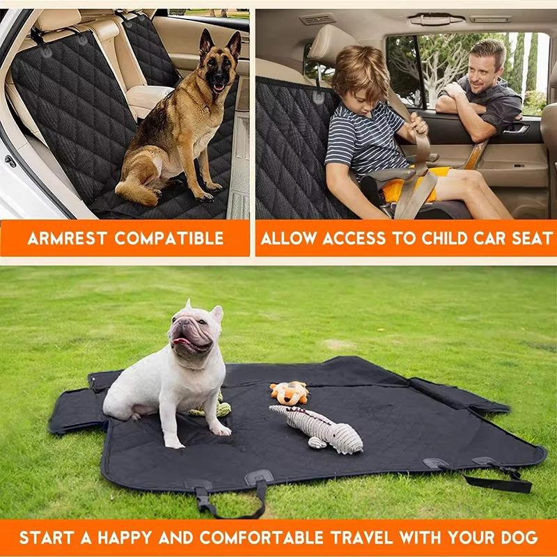 Dog Car Seat Cover Waterproof Dog Seat Cover With Side Flaps Pet Seat Cover for Back Seat Black Carrier Hammock Convertible