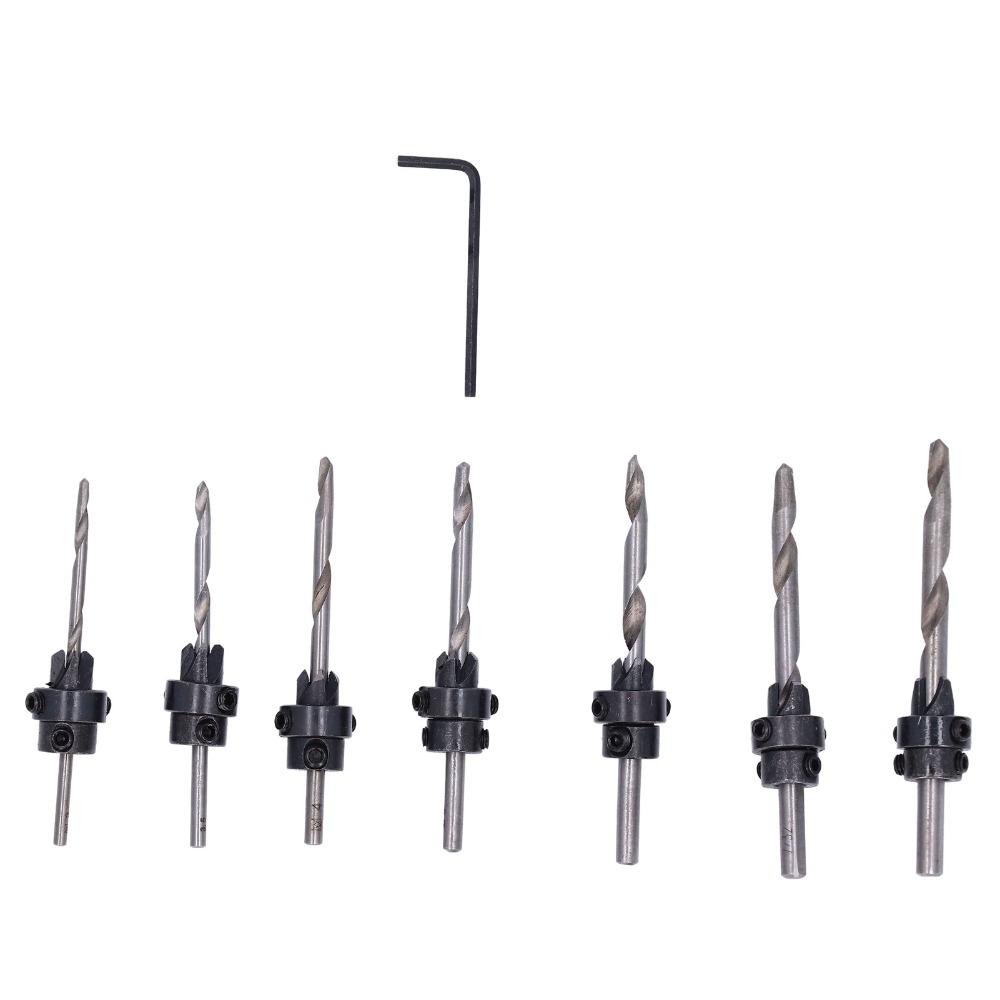 Adjustable Collars Countersink Drill Bit Set High Speed Steel Bit Set Wood Drilling