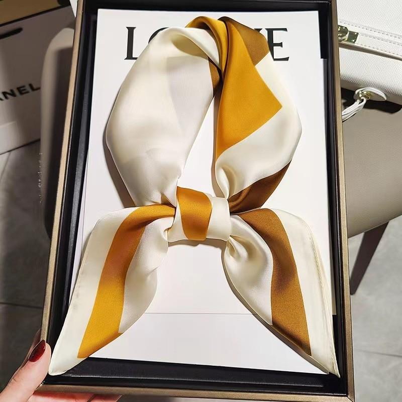 New Silk Scarf Women's Korean-Style High-Grade 70cm Square Scarf Spring and Summer Fashionable Stylish Decorative Scarf Thin Small Square Towel